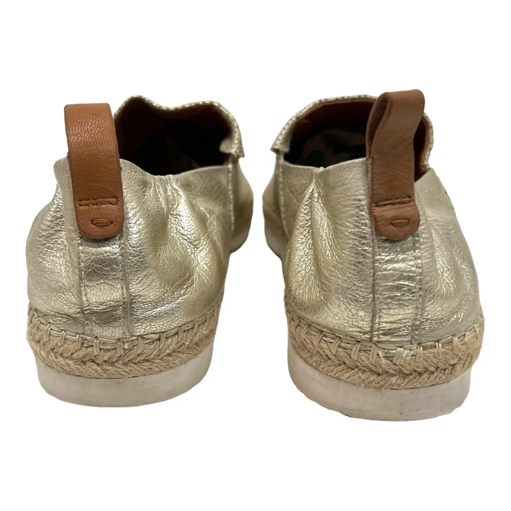 Gentle Souls Lara A-Line Sport Leather Gold Slip On Comfort Espadrilles Womens 9